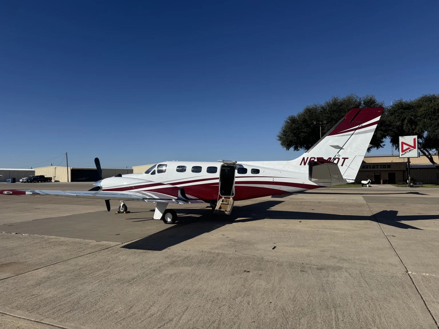 Aircraft on the ramp with boarding stairs open
